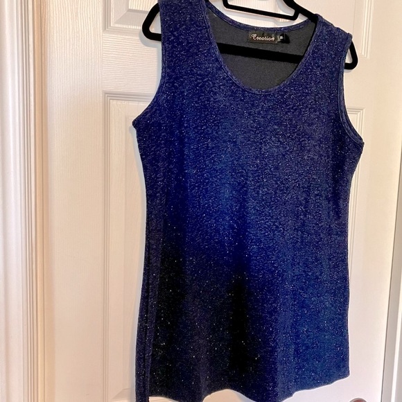 ⭐️2/$20⭐️ Sparkly sleeveless top, navy blue, perfect for any occasion, XL - Picture 2 of 7
